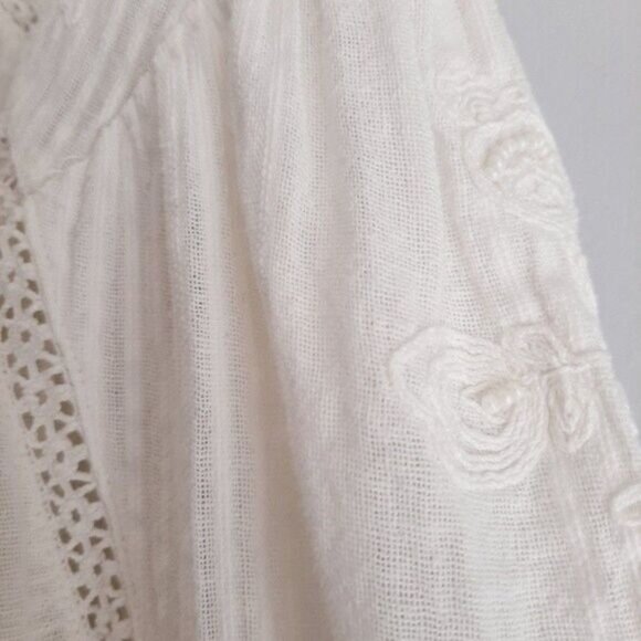 ZARA Cotton Linen Blend Boho Floral Embroidery Wrap Top Sz S - Picture 8 of 13